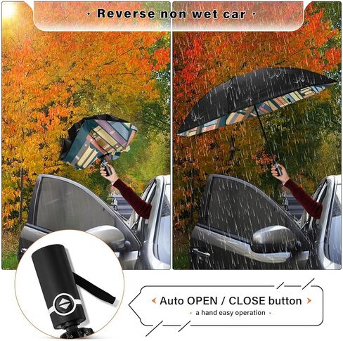 ALAZA Folding Umbrella Compact Travel Umbrella Automatic Open Close, Inverted Umbrella for Rain Windproof Sun Umbrella UV Protection Large Portable Reverse Umbrella in Kuwait