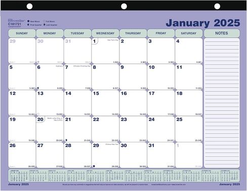 Brownline® 2025 Monthly Desk Pad Calendar, 12 Months, January to December, Three-Hole Punched, Mini Size, 11" x 8.5" (C181721-25) in Kuwait