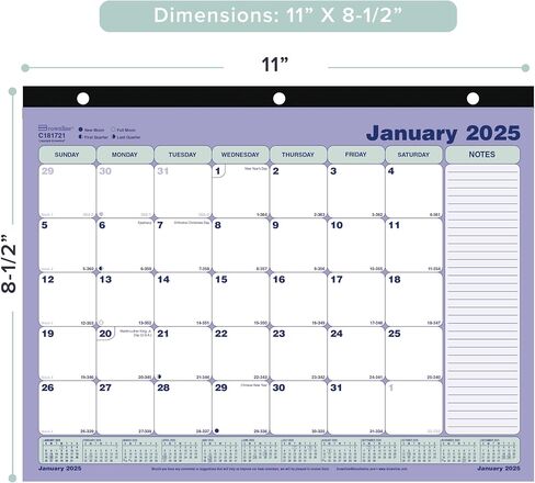 Brownline® 2025 Monthly Desk Pad Calendar, 12 Months, January to December, Three-Hole Punched, Mini Size, 11" x 8.5" (C181721-25) in Kuwait