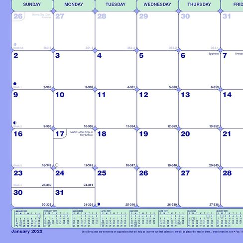 Brownline® 2025 Monthly Desk Pad Calendar, 12 Months, January to December, Three-Hole Punched, Mini Size, 11" x 8.5" (C181721-25) in Kuwait