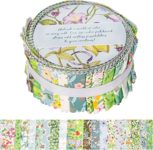 2.5" x 78" Jelly Roll Quilting Strips | 20pcs Assorted Cotton Fabric Bundle for Sewing & Crafting | Soft Material for Blankets, Rugs, Upholstery, Home Decor, Purse Making and So On in Saudi Arabia