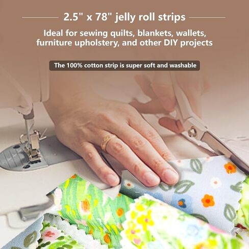 2.5" x 78" Jelly Roll Quilting Strips | 20pcs Assorted Cotton Fabric Bundle for Sewing & Crafting | Soft Material for Blankets, Rugs, Upholstery, Home Decor, Purse Making and So On in Saudi Arabia
