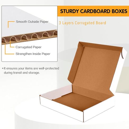 12x9x2 inch Small Shipping Boxes Set of 25, White Corrugated Cardboard Box Literature Mailer for Mailing Packing Moving and Storage in Saudi Arabia