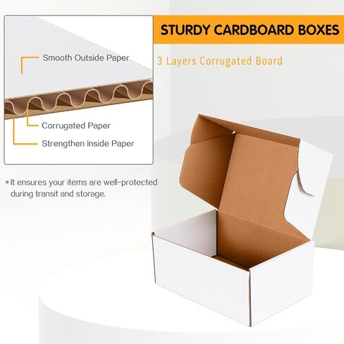 12x9x2 inch Small Shipping Boxes Set of 25, White Corrugated Cardboard Box Literature Mailer for Mailing Packing Moving and Storage in Saudi Arabia