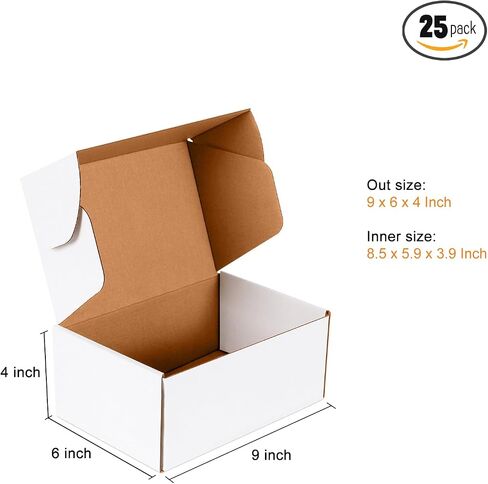 12x9x2 inch Small Shipping Boxes Set of 25, White Corrugated Cardboard Box Literature Mailer for Mailing Packing Moving and Storage in Saudi Arabia