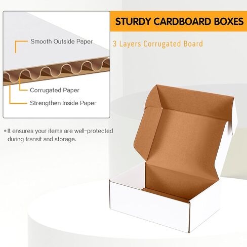 12x9x2 inch Small Shipping Boxes Set of 25, White Corrugated Cardboard Box Literature Mailer for Mailing Packing Moving and Storage in Saudi Arabia