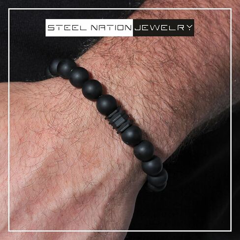 Men's Stainless Steel Bead Beaded Adjustable Nylon Bolo Bracelet - Choice of Color in Saudi Arabia