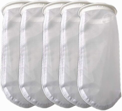 5Pack Nylon Mesh Filter Socks NMO 50/100 / 200/300 / 400 Micron - 7 Inch Ring by 18 Inch Long – Water Liquid Filter Bags for Aquarium, Industrial (50 Micron 7 x 18 inch Nylon Mesh Bag) in Saudi Arabia