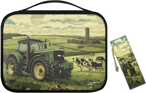 Bible Covers for Boys with Bookmark,PU Leather Bible Tote Bag for Bible, Zippered Bible Book Cover Portable Bible Bag with Inner Pocket, Bible Accessories for Gifts,Tractors Print in Saudi Arabia