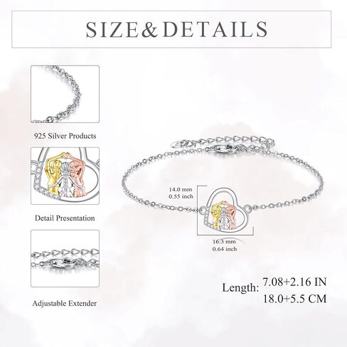 3 Sisters Bracelet 925 Sterling Silver Friendship Jewelry Birthday Gifts for Women Friends Daughter Sister in Kuwait