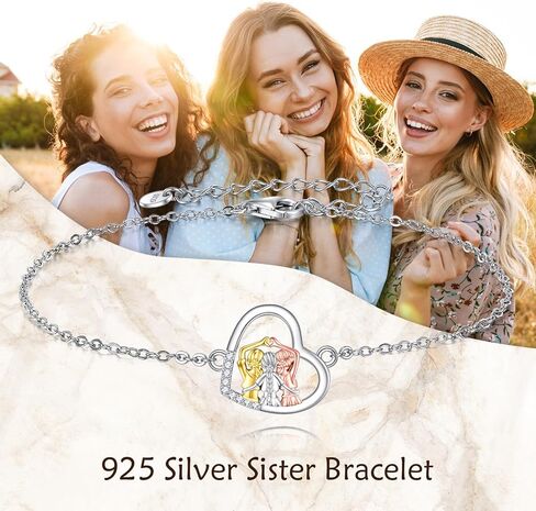 3 Sisters Bracelet 925 Sterling Silver Friendship Jewelry Birthday Gifts for Women Friends Daughter Sister in Kuwait