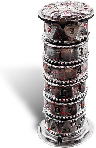 Pagoda Dice Spinner 7 in 1 DND Dice Set, Metal D&D Unique Roulette Dice, D4 D6 D8 D10 D12 D20 D% for Dungeons and Dragons RPG Role Playing Gaming Dice Tower (Blood Strain) in Saudi Arabia