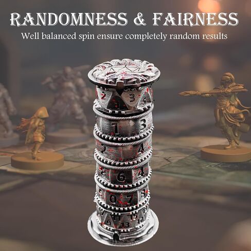 Pagoda Dice Spinner 7 in 1 DND Dice Set, Metal D&D Unique Roulette Dice, D4 D6 D8 D10 D12 D20 D% for Dungeons and Dragons RPG Role Playing Gaming Dice Tower (Blood Strain) in Saudi Arabia