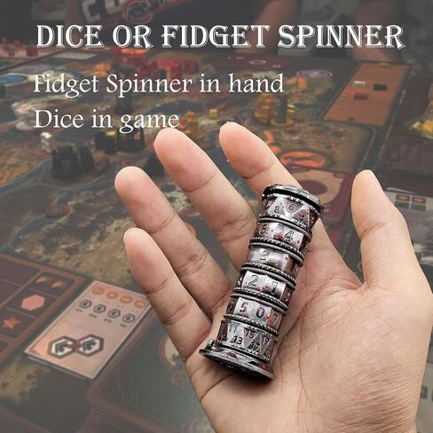 Pagoda Dice Spinner 7 in 1 DND Dice Set, Metal D&D Unique Roulette Dice, D4 D6 D8 D10 D12 D20 D% for Dungeons and Dragons RPG Role Playing Gaming Dice Tower (Blood Strain) in Saudi Arabia