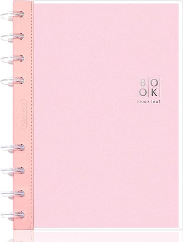 CAGIE Discbound Notebook - Customizable Notebooks 7 x 10 inch with Removable Pages 100 gsm, B5 Notebook for School with Poly Cover, 100 Pages Discbound Planner Wide Ruled, Pink in Kuwait