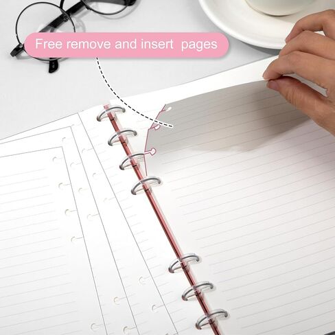 CAGIE Discbound Notebook - Customizable Notebooks 7 x 10 inch with Removable Pages 100 gsm, B5 Notebook for School with Poly Cover, 100 Pages Discbound Planner Wide Ruled, Pink in Kuwait