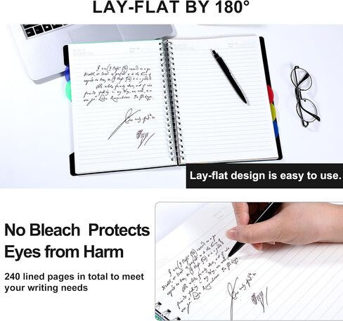 CAGIE 5 دفتر ملاحظات الموضوع مع المقسمات ، 240 صفحة دفتر حلزوني 5 × 7 ، تحكم كلية Small Spiral Notebook ، 100GSM دفاتر مجلة مبطنة مع علامات تبويب للعمل ، المدرسة ، المكتب ، أخذ الملاحظات ، الأسود in Kuwait