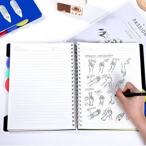 CAGIE 5 دفتر ملاحظات الموضوع مع المقسمات ، 240 صفحة دفتر حلزوني 5 × 7 ، تحكم كلية Small Spiral Notebook ، 100GSM دفاتر مجلة مبطنة مع علامات تبويب للعمل ، المدرسة ، المكتب ، أخذ الملاحظات ، الأسود in Kuwait