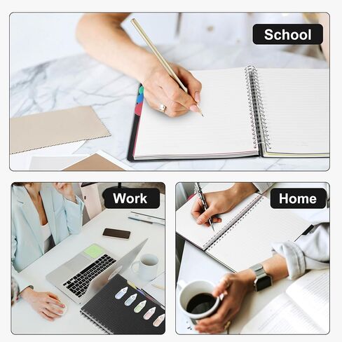 CAGIE 5 دفتر ملاحظات الموضوع مع المقسمات ، 240 صفحة دفتر حلزوني 5 × 7 ، تحكم كلية Small Spiral Notebook ، 100GSM دفاتر مجلة مبطنة مع علامات تبويب للعمل ، المدرسة ، المكتب ، أخذ الملاحظات ، الأسود in Kuwait