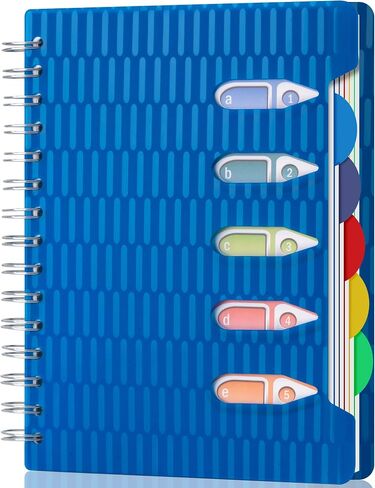 CAGIE 5 دفتر ملاحظات الموضوع مع المقسمات ، 240 صفحة دفتر حلزوني 5 × 7 ، تحكم كلية Small Spiral Notebook ، 100GSM دفاتر مجلة مبطنة مع علامات تبويب للعمل ، المدرسة ، المكتب ، أخذ الملاحظات ، الأسود in Kuwait