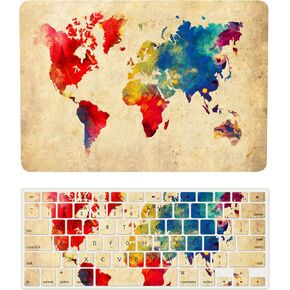 Laptop Cover Compatible with New MacBook Air 13 inch with Retina Display Touch ID Model M1 A2337 A2179 A1932 Released in 2020 2019 2018, Protective Hard Shell Case & Keyboard Cover, Map