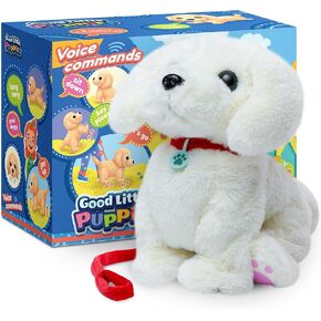 Voice Command Labrador Puppy Robot Dog - Interactive Plush Pet Kids Toys, Knows 6 Tricks and Likes Walks, Stuffed Animal Toddler Toys for Girls and Boys 3 Year Old and Above Gifts