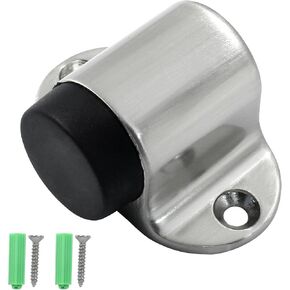 Luomorgo 2 Pack Floor Door Stop, Heavy Duty Door Stoppers for Bottom of Door, Silver Door Stopper Brushed Nickel Doorstop with Rubber Bumper