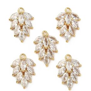 LiQunSweet Mixed Styles Cross Christmas Leaf Animal Fruit Theme Brass Cubic Zirconia Charms for DIY Jewelry Bracelet Necklace Earring Craft Accessory