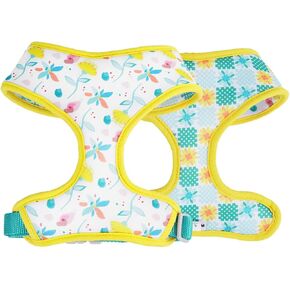 Reversible Prints Dog Harness Pet Harnesses for Extra Small Medium Large Dogs Soft Breathable Adjustable Puppy Vest for Easy Walking (Yellow, S)