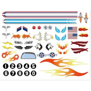 3 Pcs Derby Car Sticker Set-Racing Numbers, Flags, Lights, Stripes & Flame Decals - Peel & Stick Car Stickers for Derby Cars,Cool Decorations&Accessories for Your Vehicle