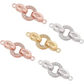CHGCRAFT 5 Set 25mm Brass Micro Pave Cubic Zirconia Fold Over Clasps Oval Shaped Long-Lasting Mixed Color Clasps for Bracelet Necklace Anklets Jewelry Making Pendant Connector