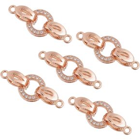 CHGCRAFT 5 Set 25mm Brass Micro Pave Cubic Zirconia Fold Over Clasps Oval Shaped Long-Lasting Mixed Color Clasps for Bracelet Necklace Anklets Jewelry Making Pendant Connector in Kuwait