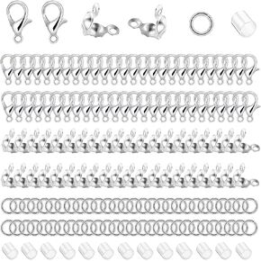 700pcs Jewelry Making Accessories Set with 100 Lobster Claw Clasp 200 Bead Tips Knot Covers 200 Crimp Tube Beads and 200 Open Jump Ring Connectors for DIY Jewelry Bracelets Necklaces（Gold）