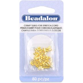 Beadalon Crimp Tubes for Stretch Cord Size 0.5 mm, 1.3 mm, Silver Plated, 80 pc