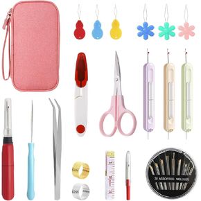 48pcs Upgraded 2-in-1 Automatic Needle Threader Kit, Multi-Functional Sewing Tool Kit Includes Different Colors and Styles of Threaders, Seam Rippers, Tailor's Scissors, and Other Sewing Accessories.