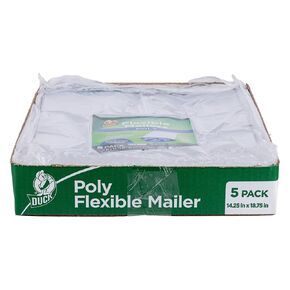 Duck Brand Reusable Flexible Mailers, Gray, 14.25 inch x 18.75 inch, 5 Pack