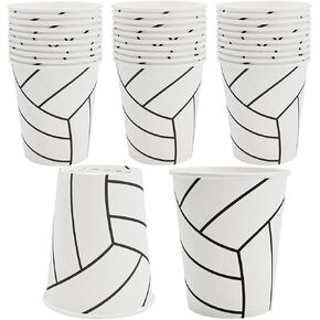 كرة طائرة تحت عنوان CUPS 9 أوقية من الورق الكرة الطائرة نمط شرب الكؤوس كرات عيد ميلاد الحفلة لتوفيرات استحمام الطفل للكرة الطائرة (30) ، أبيض