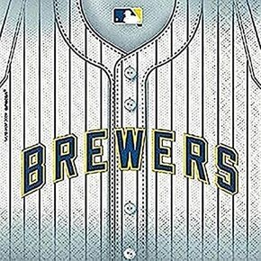 Amscan Milwaukee Brewers Paper Party Napkin - 6 1/2" x 6 1/2" | Pack of 36