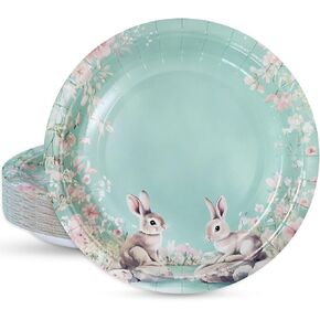 ZVK 100 Easter Party Paper Plates 7in Dessert Plates Set Disposable Party Supplies