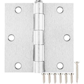 12 Pack 3 1/2 Inch Matte Black Door Hinges 3.5" Interior Square Iron Bifold Silver Standard Residential 3 ½"Satin Nickels Hinge for Doors Hardware Kit Tool Office Bedroom Study Living Room Decor