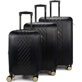 Badgley Mischka Diamond Hard Expandable Spinner Luggage Set (3 Piece) (Navy)