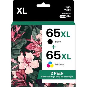 OSIR 65 XL Remanufactured Ink Cartridge Compatible for HP Ink 65XL Work with Office HP65 5055 5000 5052 5010 5070 5014 3755 3700 3772 2600 3752 2652 2655 2622 2640 Printer(1 Black,1 Tri-Color)