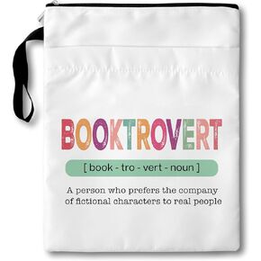 Book Sleeve Book Lover Gifts, Booktrovert Definition Book Protector with Zipper, 11 X 9 Inch Waterproof Book Covers for Paperbacks, Book Pouch Gifts for Women Bookish Reader Librarian, c19