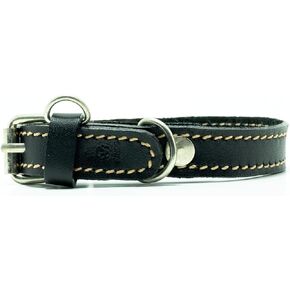 Heavy Duty Leather Dog Collar, Handcrafted Genuine Leather Collars for Dogs, Puppy Training Collar (Brown Leather, Large)