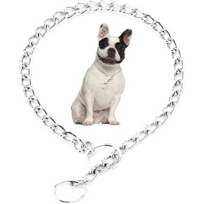 Silver Choke Collar for Medium Dogs,Metal Slip Link Dog Choker Collar Training Heavy Duty Male Boys Dog Choker Chain Female Girls Martingale Puppy Collars for XXS XS Small Medium Large Big Breed,M