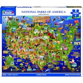 White Mountain National Parks Puzzle Map 1000 Piece Puzzles Fun Collage Jigsaw for Adults and Family