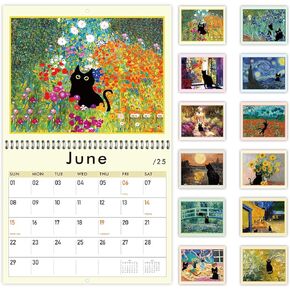 GuassLee Cat Wall Calendar 2025-2026, Vertical Wall Calendar 2025, 19-Months Hanging Art Calendar Jun. 2025 to Dec. 2026, 14" x 23" Monthly Planner Wall with Thick Paper for Office School Home Teacher