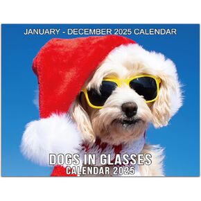 2025 Wall Calendar - Dogs In Glasses Calendar 2025 from Jan. 2025 - Dec. 2025, 11" x 17" (Open), Cute Funny Dog Monthly Wall Calender 12 Month with Thick Paper, Perfect Calendar