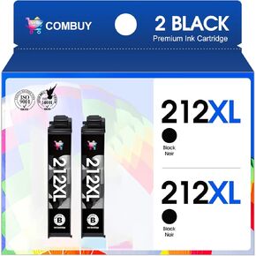 Combuy 212 212XL خراطيش الحبر الأسود البديل خرطوشة الحبر المعاد تصنيعها لطبقة Epson 212XL 212 XL T212 للقوى العاملة WF-2830 WF-2850 تعبير الحبر Home XP-4100 XP-4105 (Black ، 2 Pack)