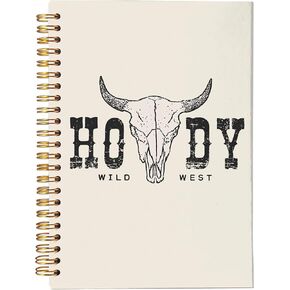 Howdy Western Notebook Journal, Preppy Notebook, Western School Office Supplies, Wild West Cow Skull Spiral Notebook Journal 5.5x8.3